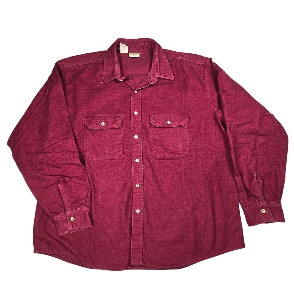 Five Brother Vintage Chambray Shirt Men 2XL XXL‎ Maroon Flannel